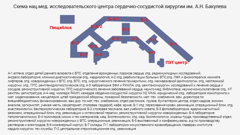 Схема морга НИИ сердечно-сосудистой хирургии им. А.Н. Бакулева