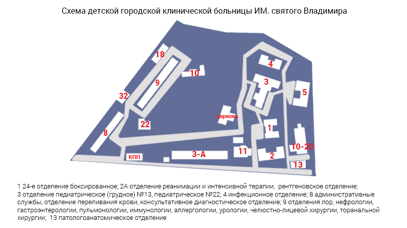 Схема морга детской городской клинической больницы Святого Владимира