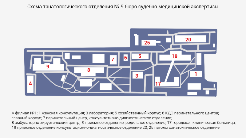 Схема морга СМЭ № 9