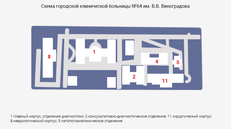 Схема морга городской клинической больницы № 64 им. В.В. Виноградова